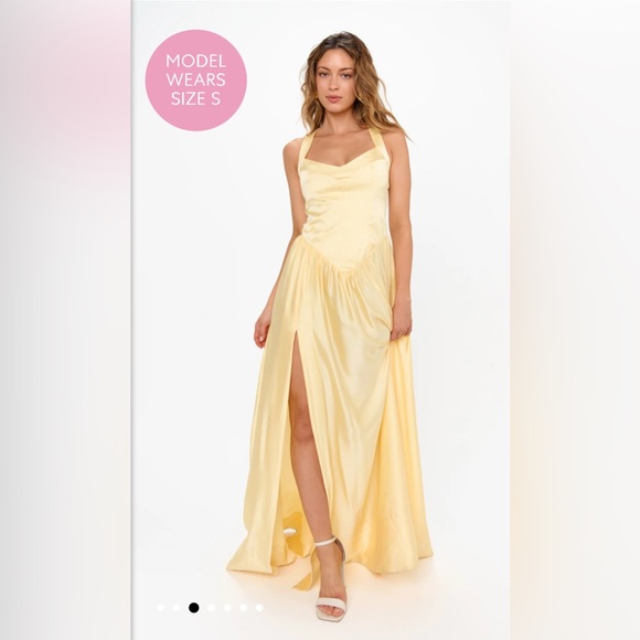 NWOT SHOW ME YOUR MUMU - Abigail Maxi Dress color: pale yellow size: XL - Picture 3 of 4